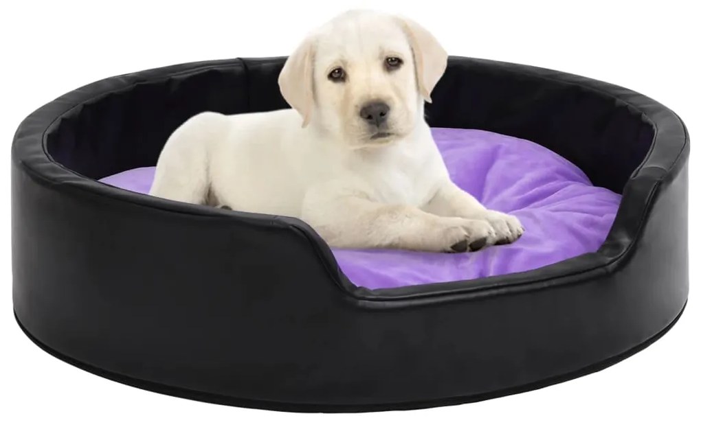 171279 vidaXL Ninho p/ cães 90x79x20 cm pelúcia/couro artif. preto/roxo
