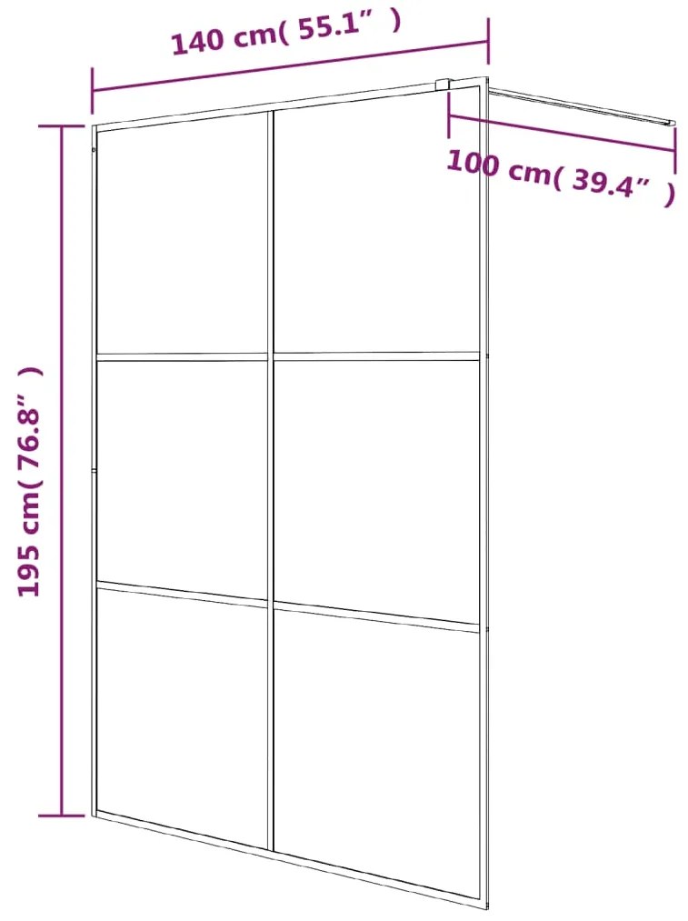 Divisória de chuveiro 140x195cm vidro transparente ESG prateado