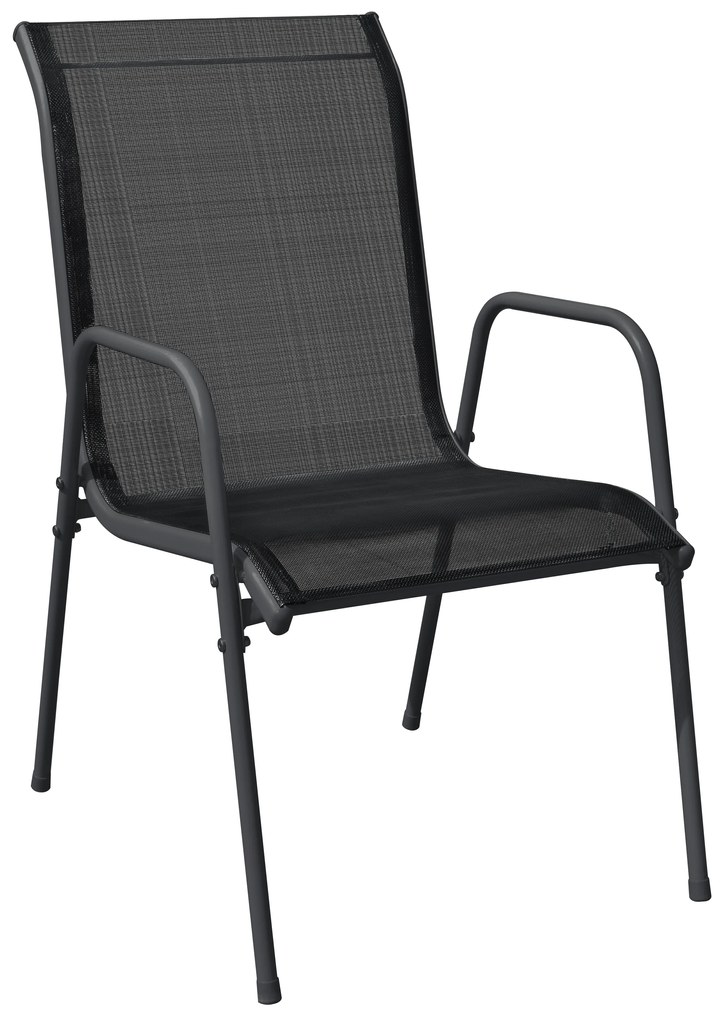 Conjunto de Jantar de Jardim 5 Peças Preto Textilene e Aço