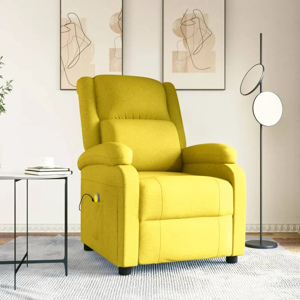 342436 vidaXL Poltrona de massagens tecido amarelo-claro