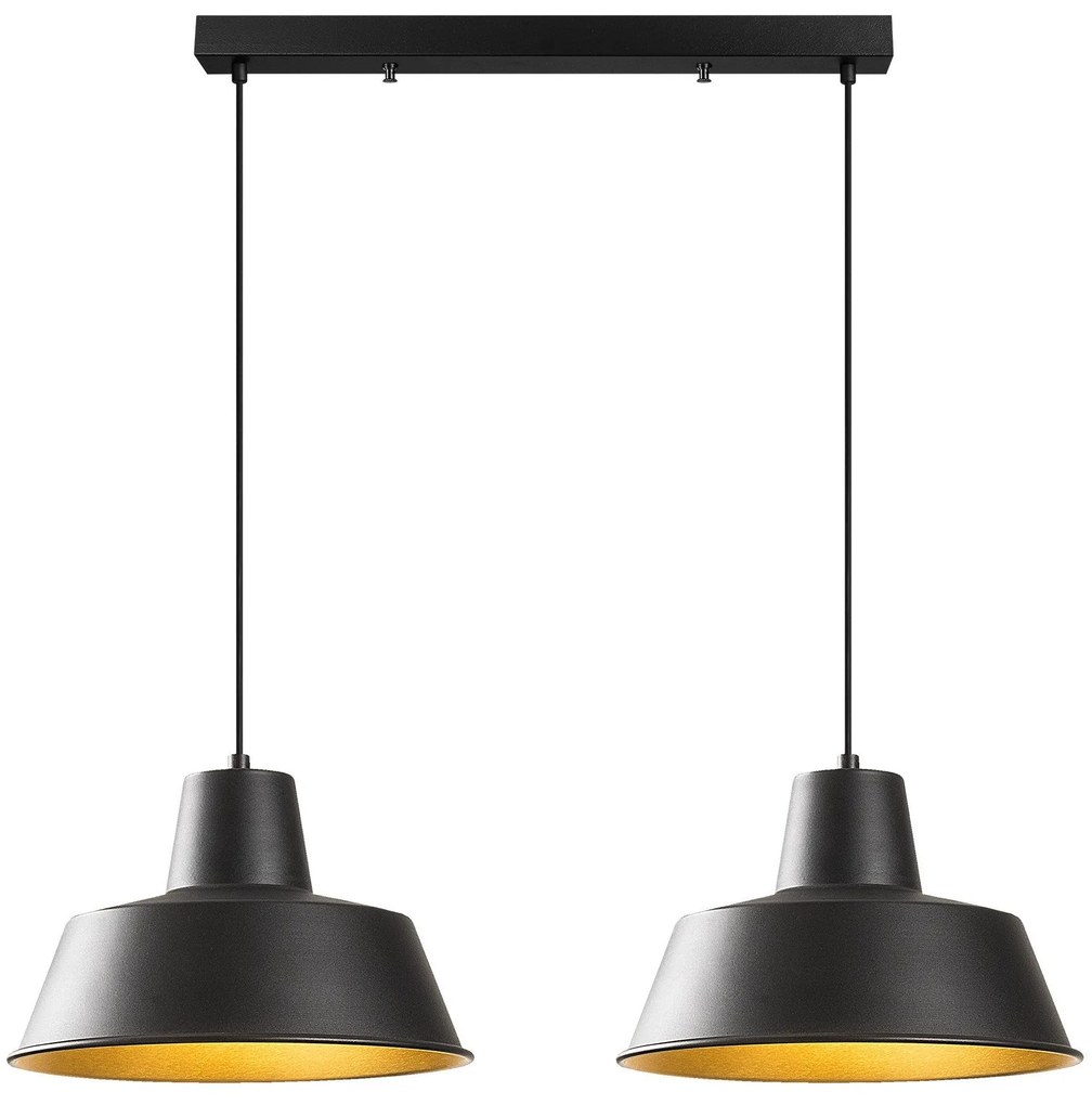 Candeeiro de Teto Saglam – Preto e Dourado – 62 x 30 cm