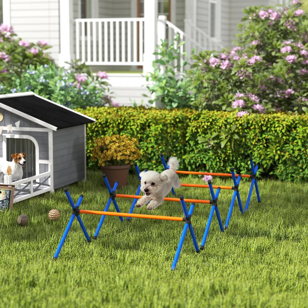 Conjunto de equipamento de agilidade para cães, conjunto de agilidade portátil para cães com altura ajustável, saco de transporte, laranja