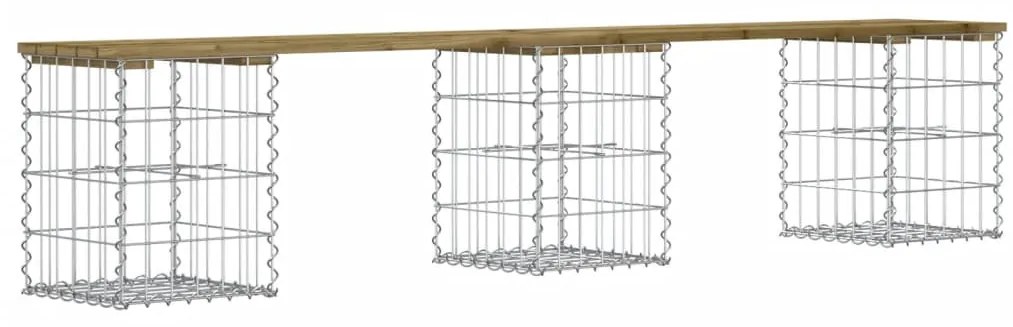 Banco de jardim c/ design gabião 203x31x42 cm pinho impregnado