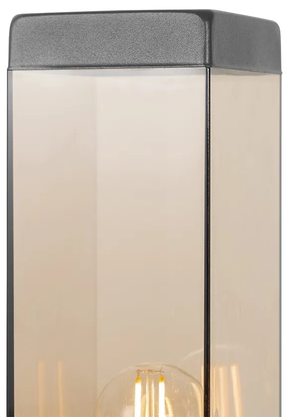Candeeiro de poste exterior moderno cinzento escuro com fumo 80 cm - Malios Moderno