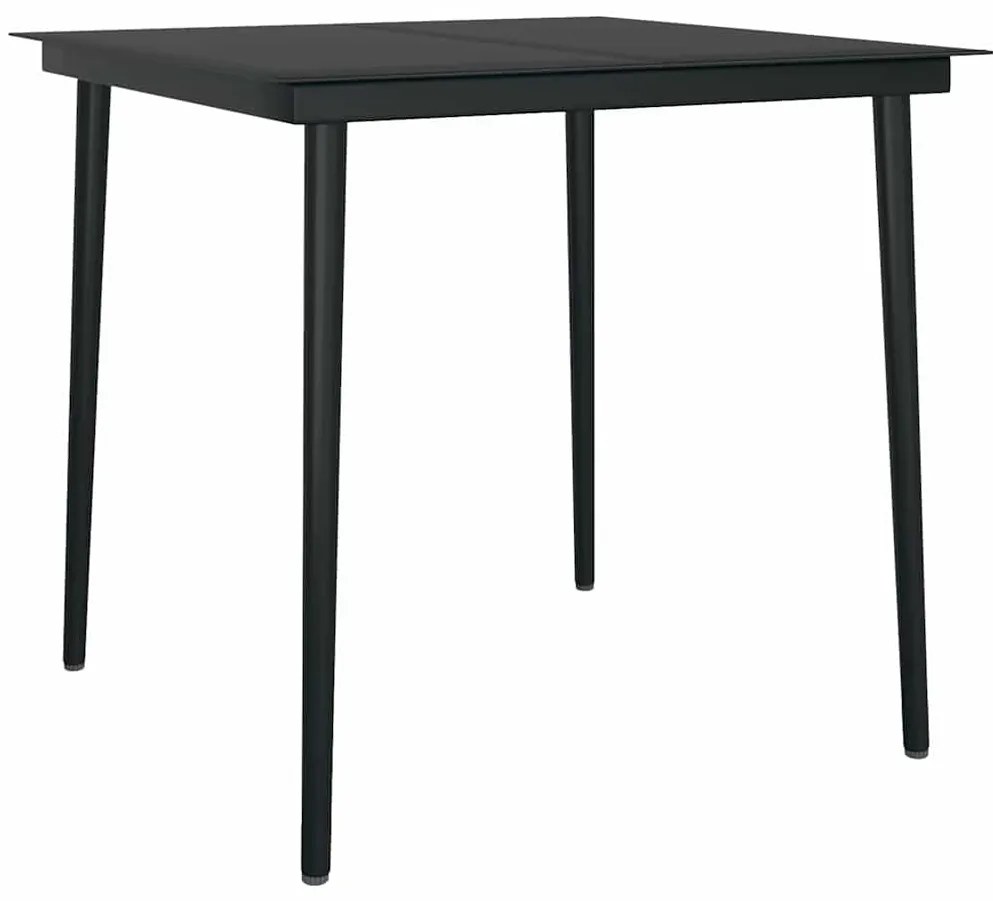 Conjunto de Jantar de Jardim 3 peças preto em rattan sintético