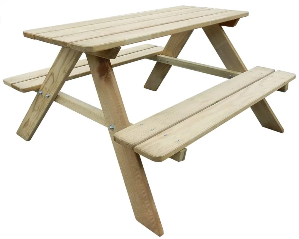 274307 vidaXL Mesa de piquenique infantil 89 x 89,6 x 50,8 cm em pinho