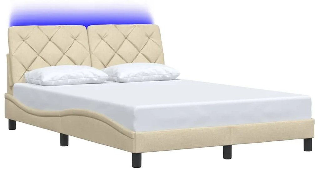 Estrutura de cama com LED sem colchão 140x200 cm tecido