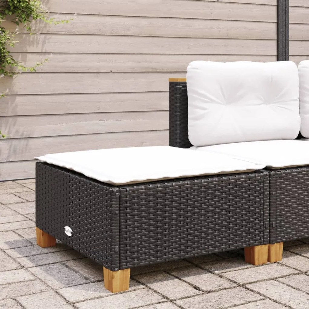 Banco de jardim com almofadão 63,5x56x32 cm vime PE preto