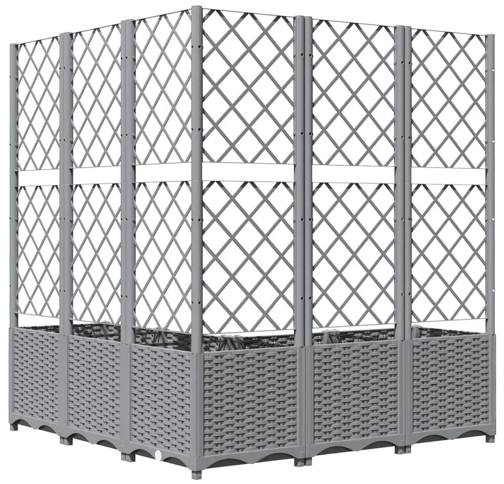 Vaso/floreira jardim c/ treliça 120x120x136 cm PP cinza-claro