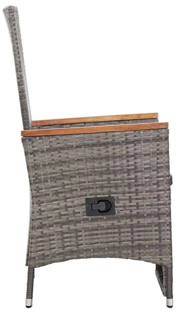 3 pcs conjunto lounge de jardim c/ almofadões vime PE cinzento