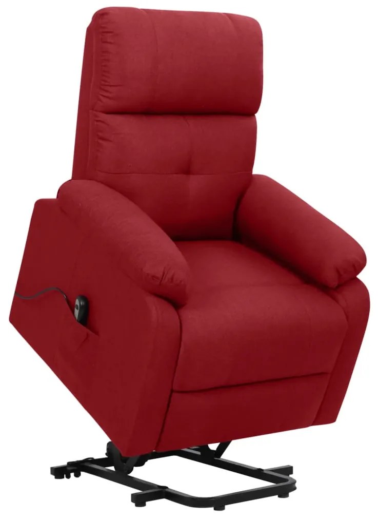 vidaXL Poltrona elevatória tecido vermelho tinto