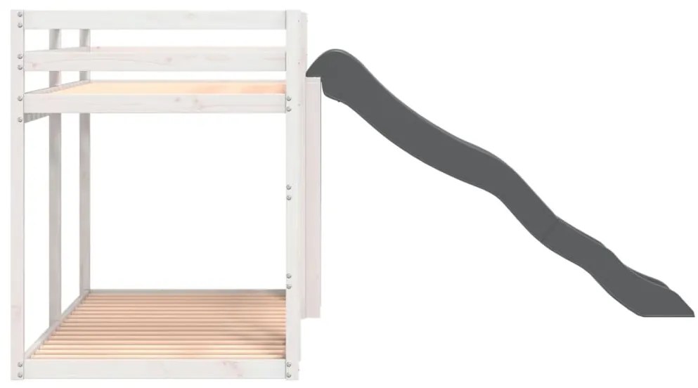 Beliche c/ escorrega e escada 90x190 cm pinho maciço branco