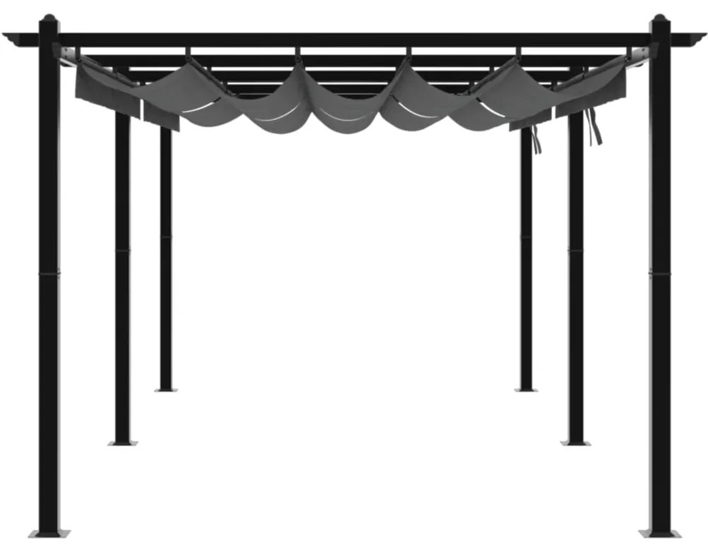 Gazebo de jardim com teto retrátil 3x6 m alumínio antracite