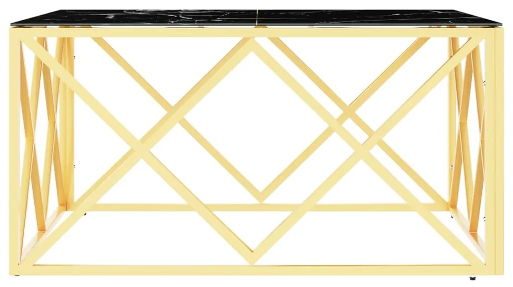 Mesa de centro 80x80x40 cm aço inoxidável e vidro dourado