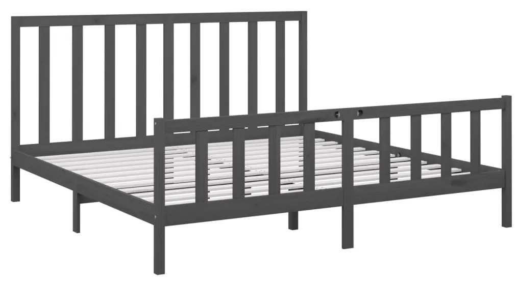 Estrutura de cama 200x200 cm madeira de pinho maciça cinzento