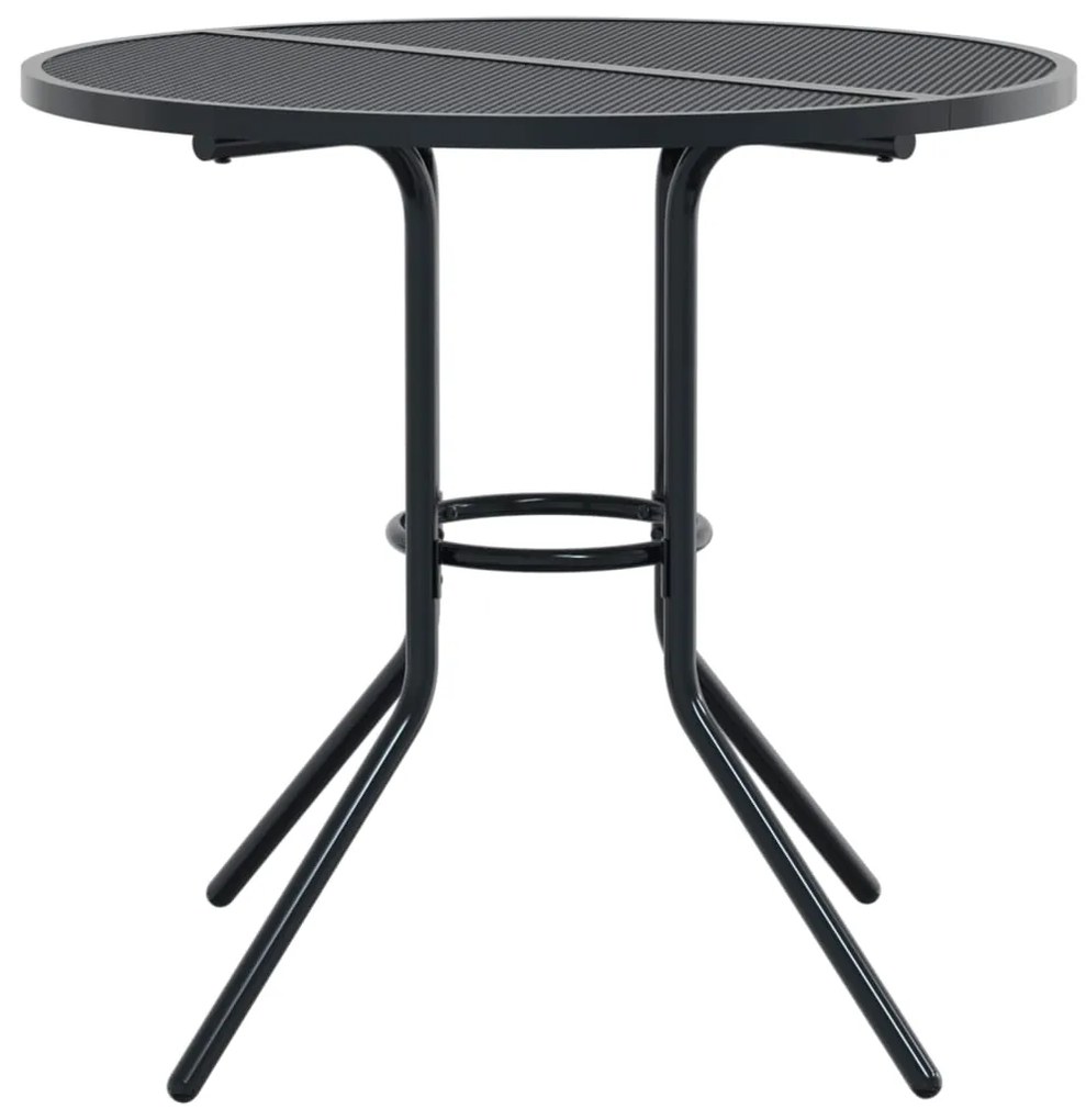 Mesa de pátio redonda Ø80x72,5 cm aço revestido a pó antracite