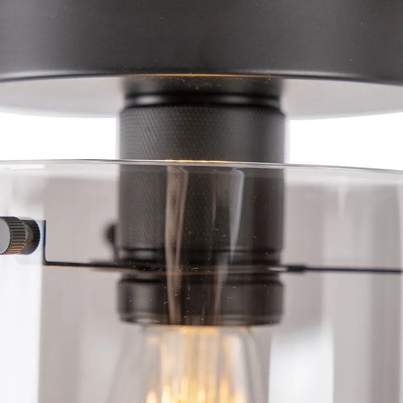 Candeeiro de teto design preto com vidro fumê - Dome Design