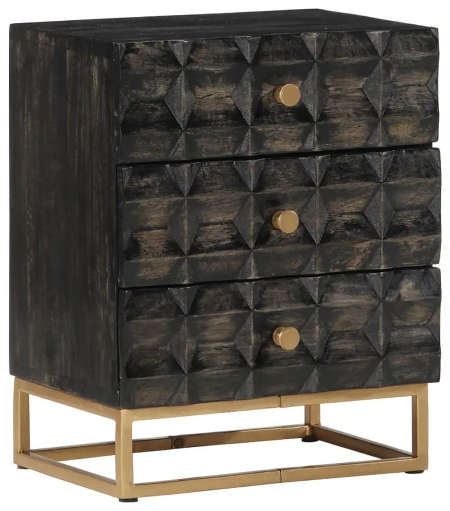 Mesa de cabeceira 40x29x50 cm madeira de mangueira maciça preto