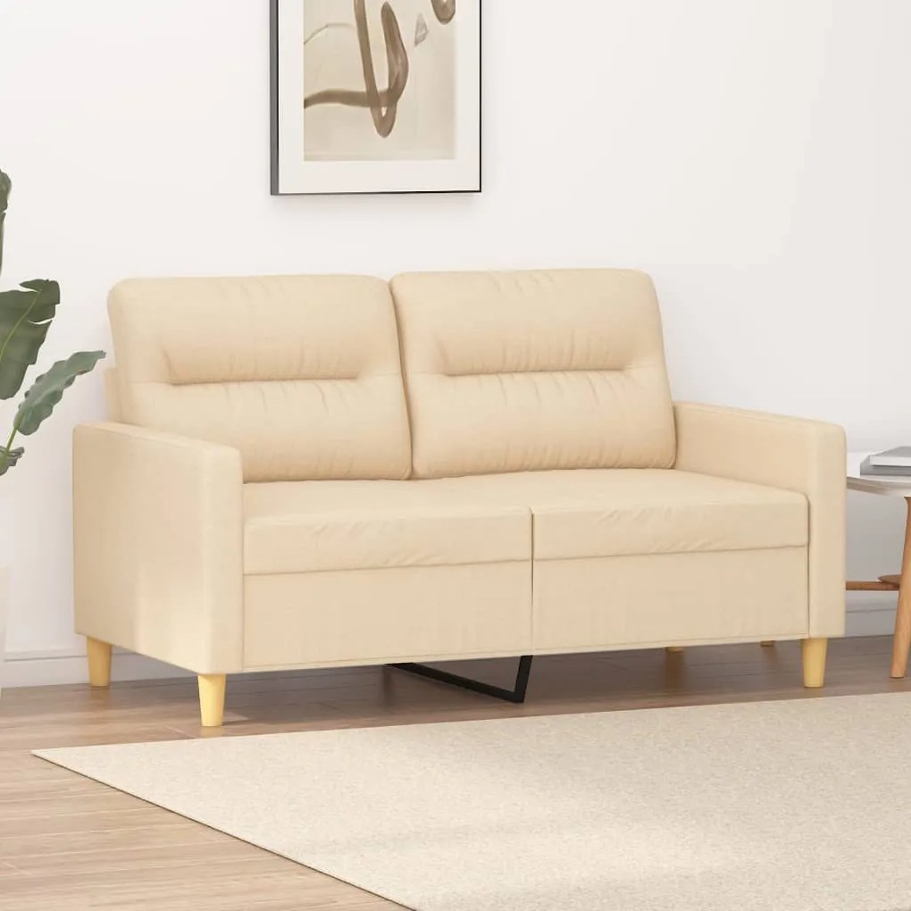 vidaXL Sofá de 2 lugares tecido 120 cm cor creme