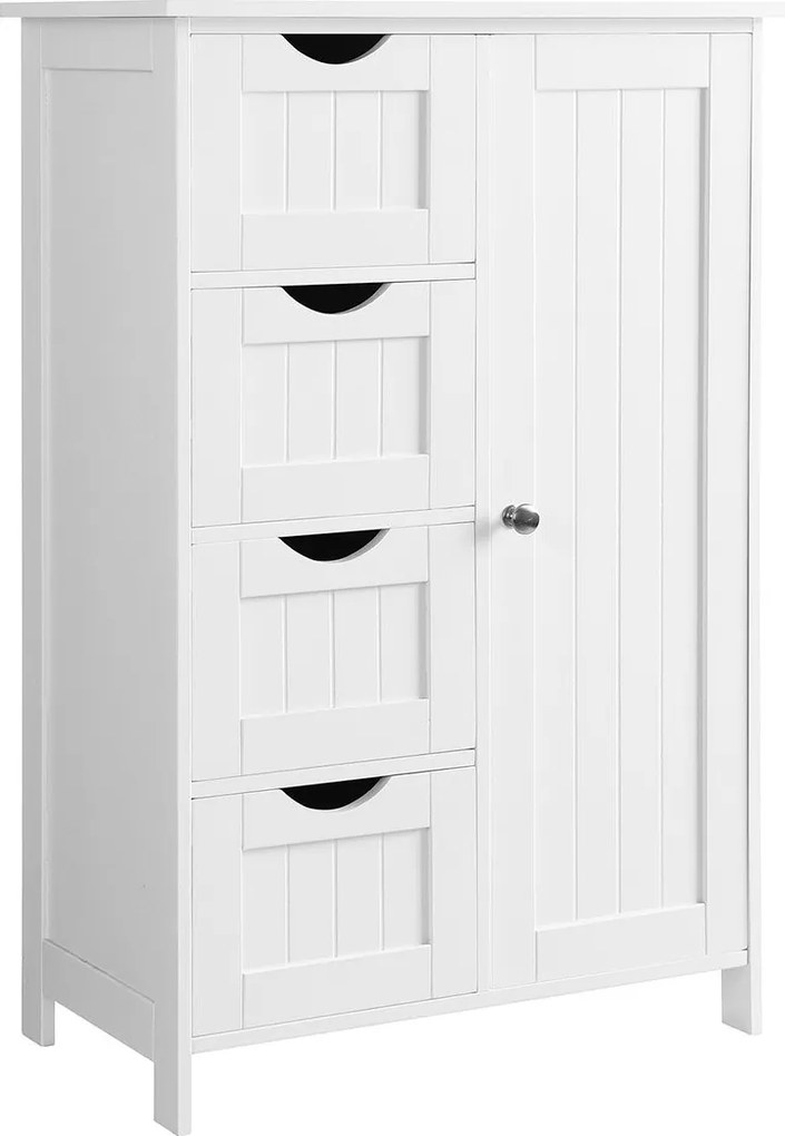 Armário de casa de banho estreito com 4 gavetas 30 x 55 x 82 cm Branco