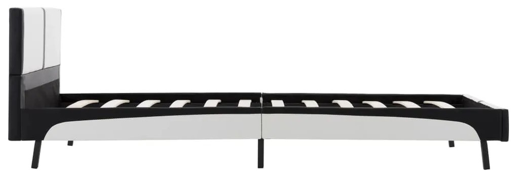 Estrutura de cama 90x200 cm couro artificial preto e branco