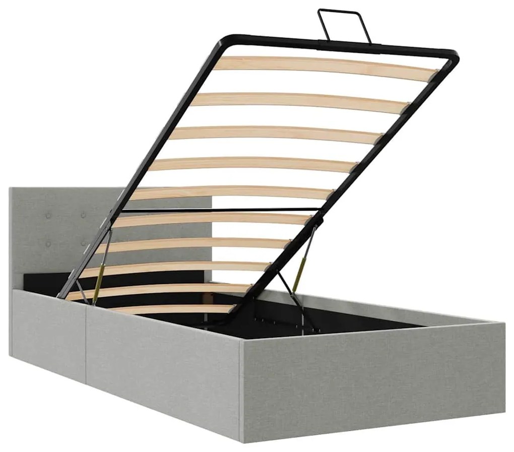 Cama hidráulica arrumação 90x200cm tecido cinza-claro