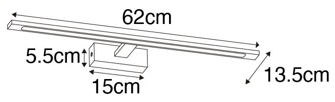 Candeeiro de parede moderno preto 62 cm com LED IP44 - Jerre Moderno