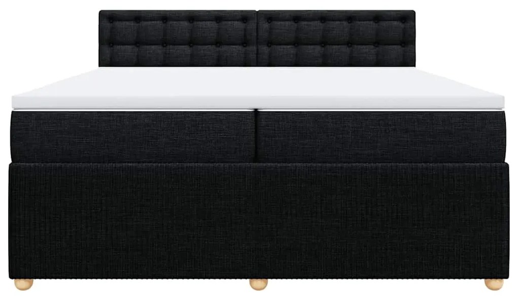 Cama com molas/colchão 200x200 cm tecido preto