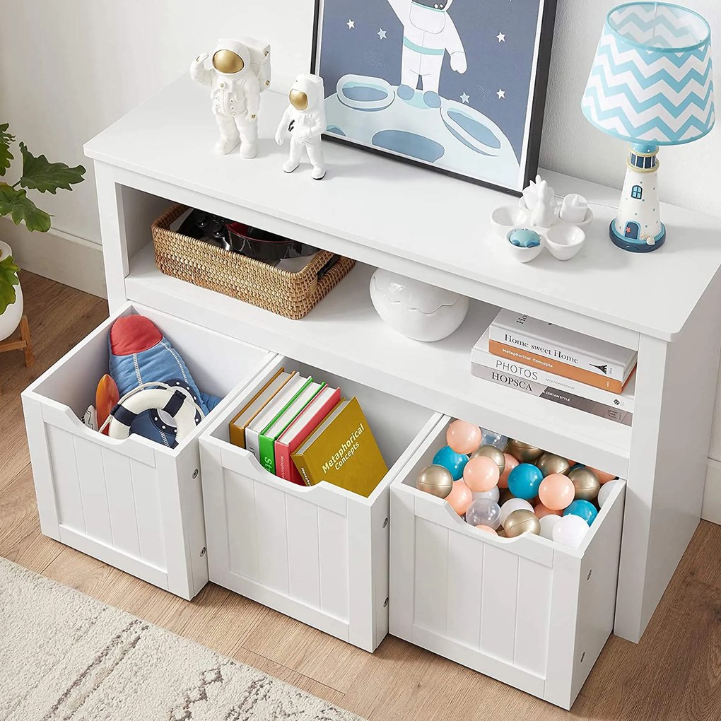 Armário de brinquedos para quarto de criança 102 x 30 x 60 cm branco