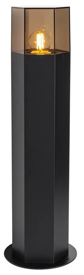 Candeeiro de pé para exterior preto com cúpula fumê hexagonal 50 cm - Dinamarca Moderno