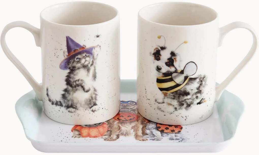 Conjunto de canecas e tabuleiro Trick Or Treat, conjunto de 3