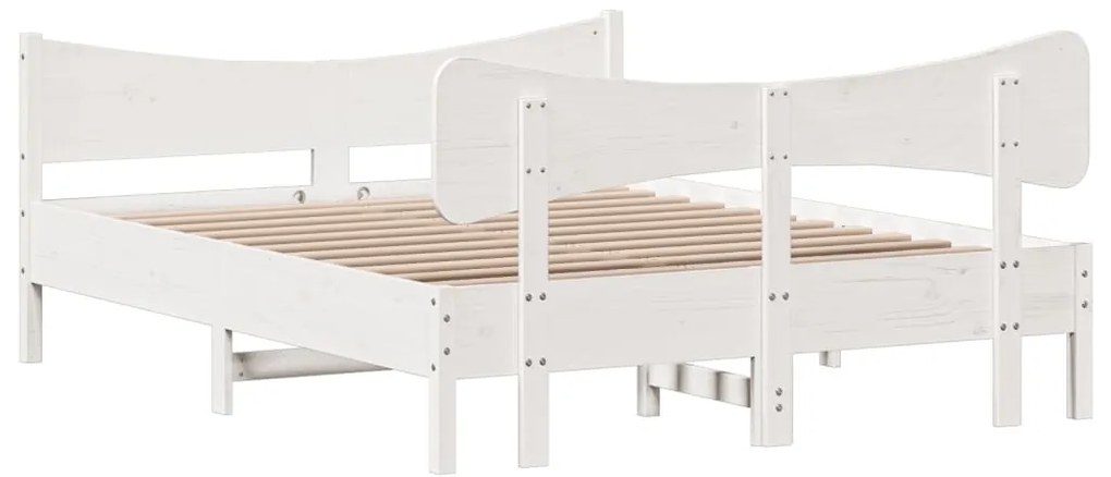 Cama sem colchão 160x200 cm madeira de pinho maciça branco