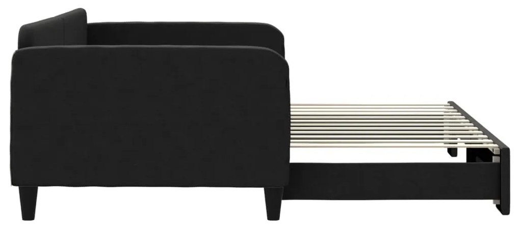 Sofá-cama com gavetão 100x200 cm tecido preto