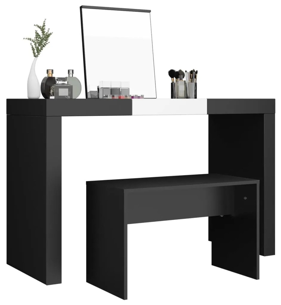 Banco de toucador 70x35x45 cm derivados de madeira preto