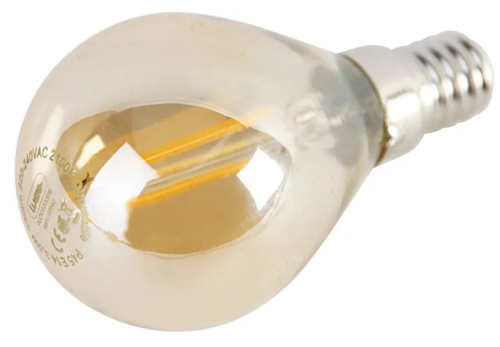 Conjunto de 4 lâmpadas LED E14 reguláveis P45 ouro 3,5W 330 lm 2100K