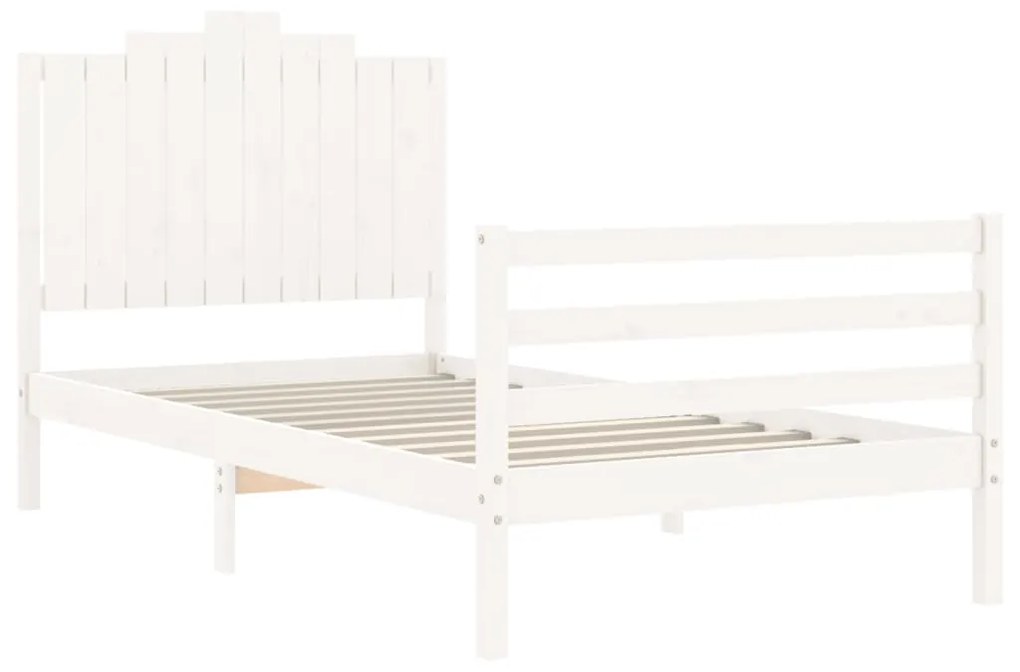 Estrutura de cama com cabeceira 100x200cm madeira maciça branco