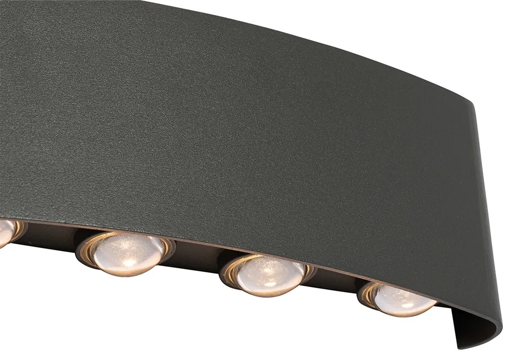 Candeeiro de parede exterior cinzento escuro incl. LED 10 luzes IP54 - Silly Moderno
