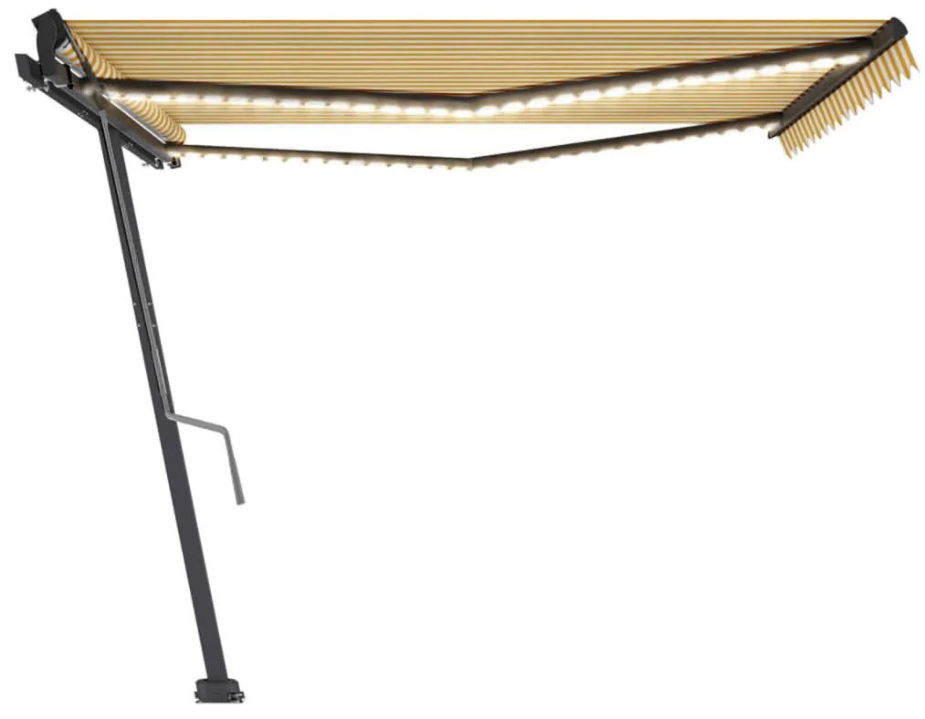 Toldo retrátil manual com LED 450x350 cm amarelo e branco