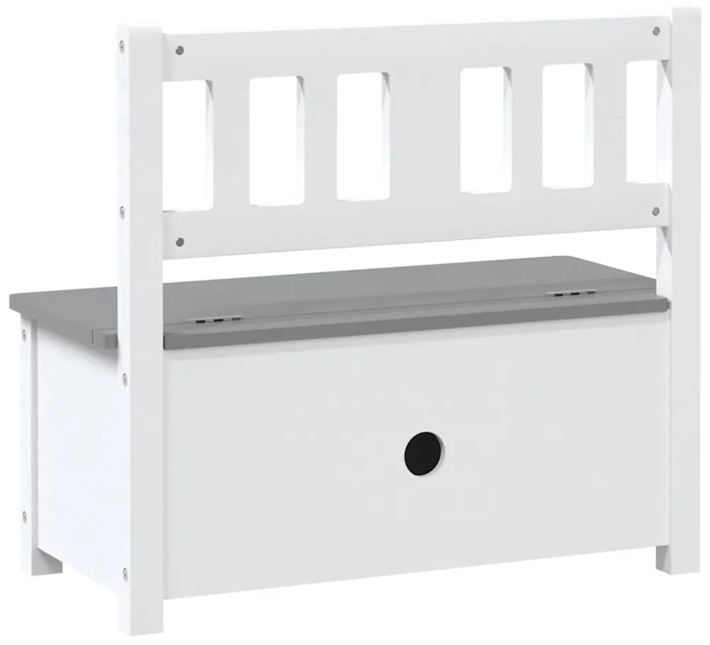 Banco de arrumação infantil 60x30x55 cm MDF branco e cinzento