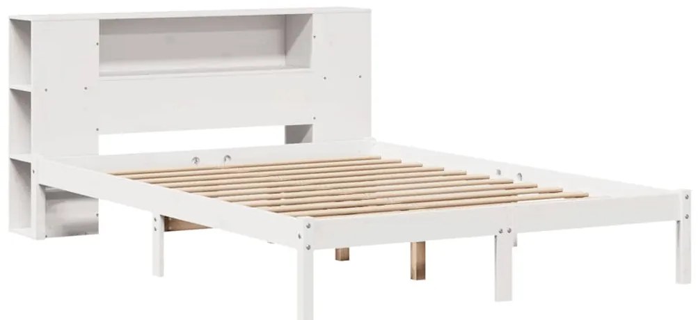 Cama com estante sem colchão 120x200 cm pinho maciço branco