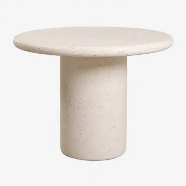 Mesa De Jantar Redonda Em Cimento Emiria Ø100 Cm & Terraço Bege Creme - Sklum