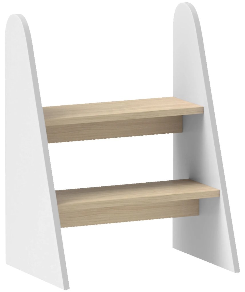 AIYAPLAY Banco para Crianças de 2 Degraus Torre de Aprendizagem Escada para Crianças acima de 3 Anos para Casa de Banho Cozinha 43x30x55 cm Branco | Aosom Portugal