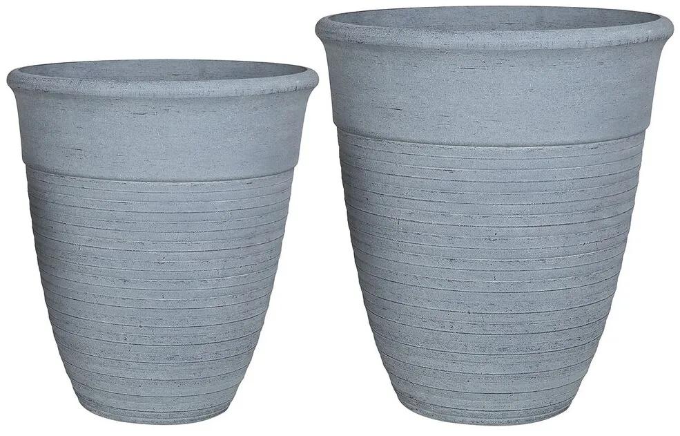 Conjunto de 2 vasos para plantas cinzentos KATALIMA Beliani