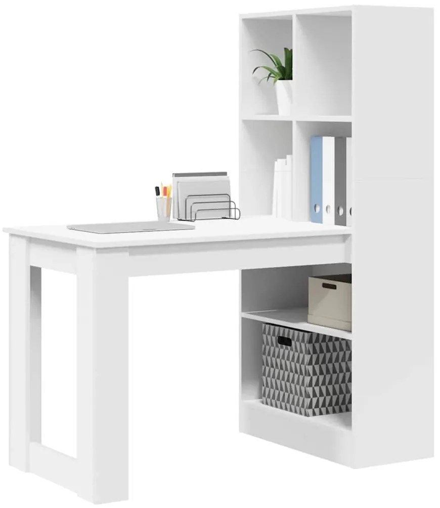 Mesa com prateleira com armazenamento Branco 122 x 67 x 145 cm