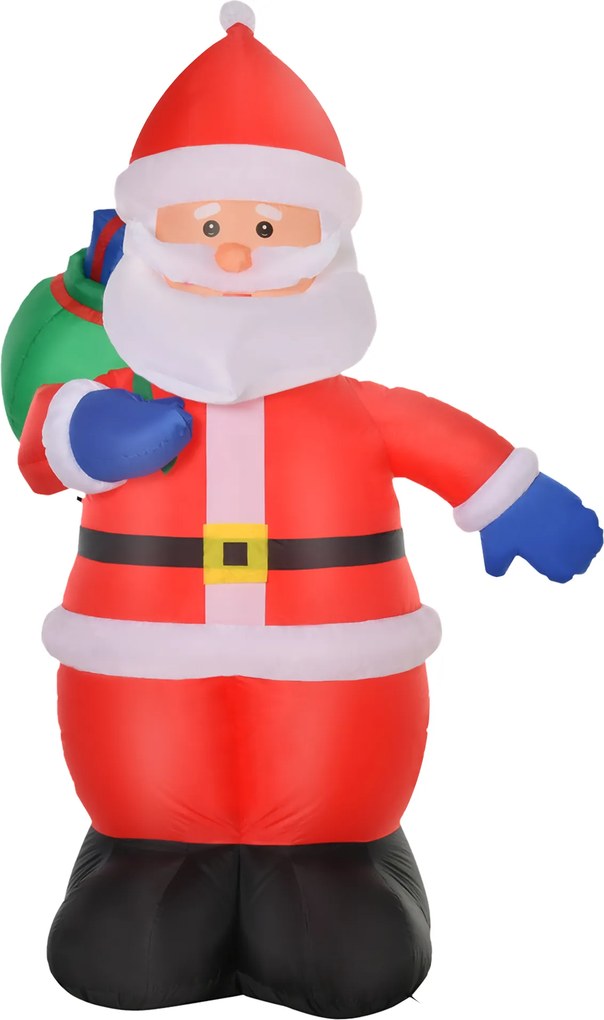 Pai Natal Insuflável, 150 x 125 x 240 cm, 4 Luzes LED Integradas, Vermelho