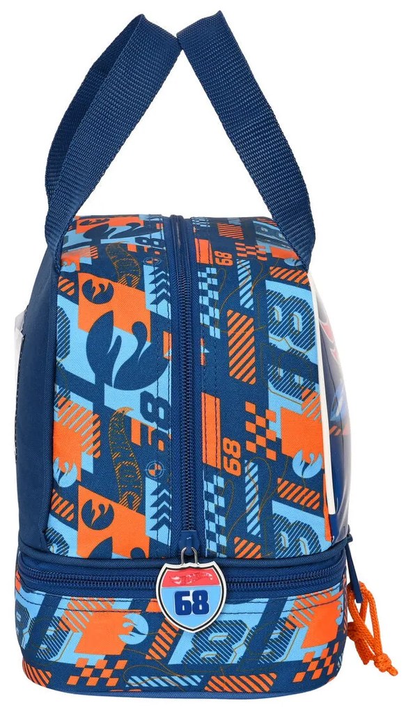 Lancheira Hot Wheels Speed club Laranja Azul Marinho 20 x 20 x 15 cm