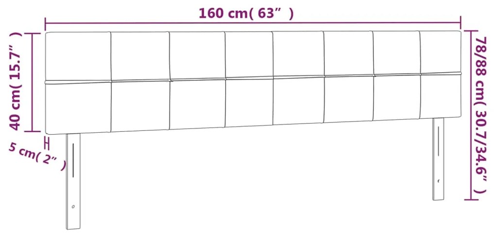 Cabeceira de cama 2 pcs veludo 80x5x78/88 cm preto