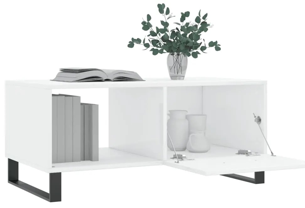Mesa de centro 90x50x40 cm madeira processada branco brilhante
