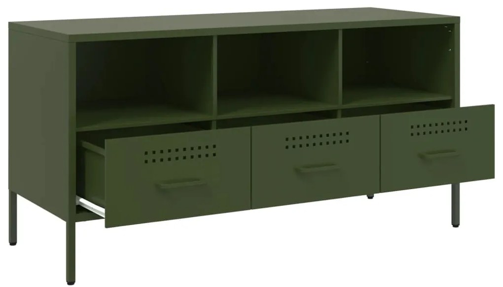 Móvel de TV 100,5x39x50,5 aço verde-azeitona
