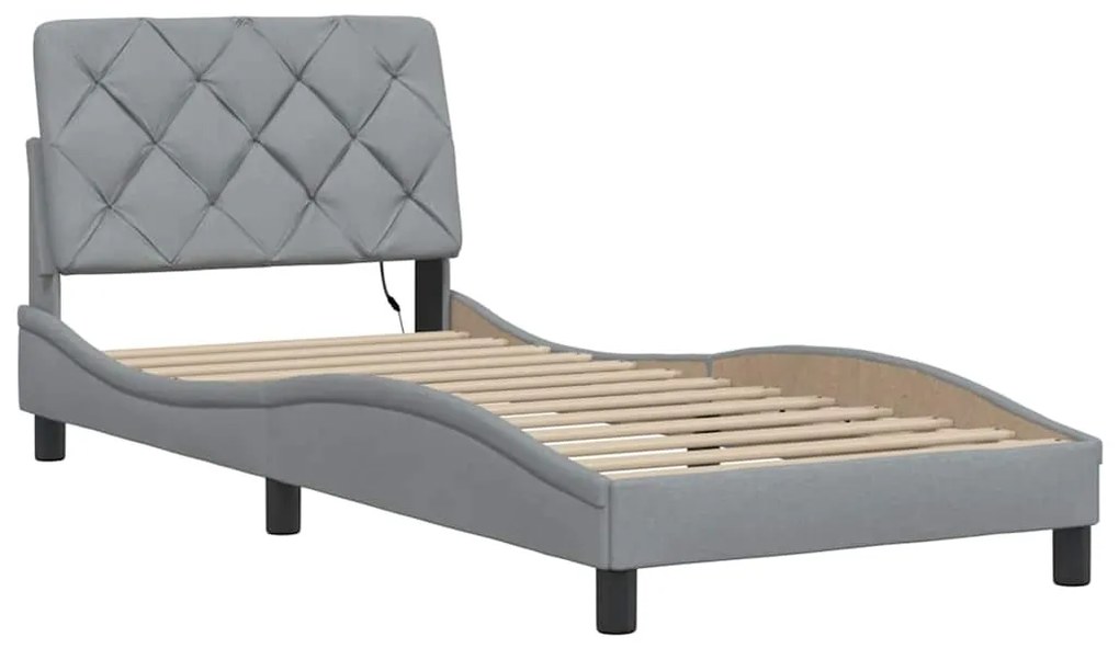 Estrutura de cama com LED sem colchão 90x200 cm tecido